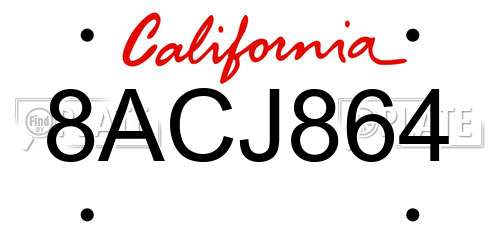 8ACJ864 California License Plate