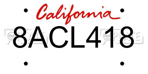 8ACL418 California License Plate