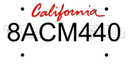 8ACM440 California License Plate