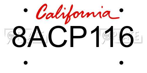 8ACP116 California License Plate