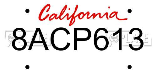 8ACP613 California License Plate