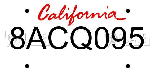 8ACQ095 California License Plate
