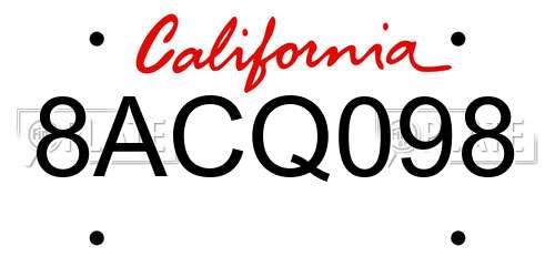 8ACQ098 California License Plate