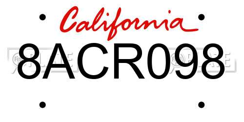 8ACR098 California License Plate