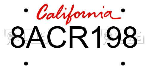8ACR198 California License Plate