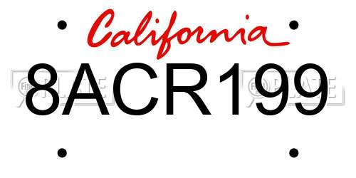 8ACR199 California License Plate