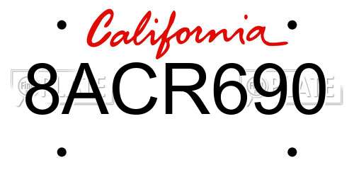 8ACR690 California License Plate