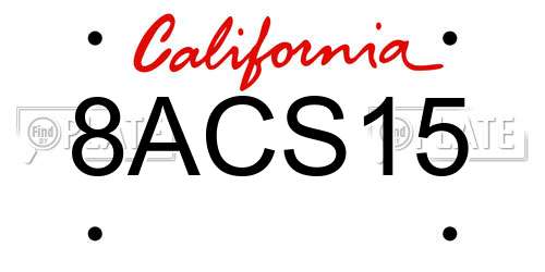 8ACS15 California License Plate