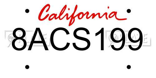 8ACS199 California License Plate