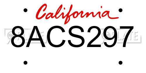 8ACS297 California License Plate
