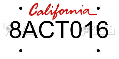 8ACT016 California License Plate