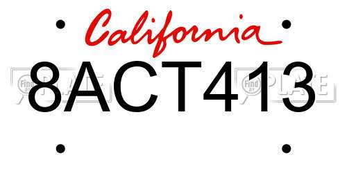 8ACT413 California License Plate