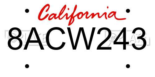 8ACW243 California License Plate