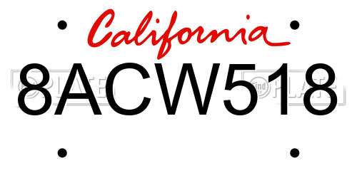 8ACW518 California License Plate