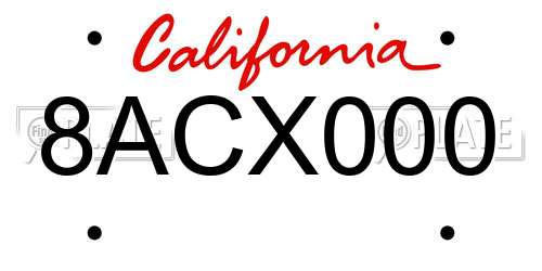 8ACX000 California License Plate