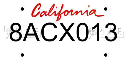 8ACX013 California License Plate