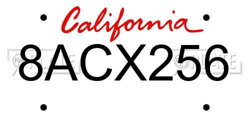 8ACX256 California License Plate