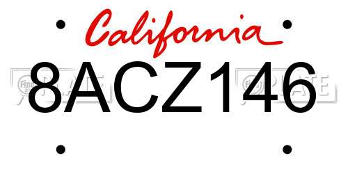8ACZ146 California License Plate