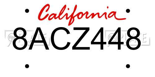 8ACZ448 California License Plate