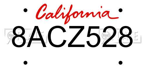 8ACZ528 California License Plate