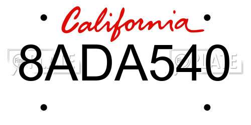 8ADA540 California License Plate