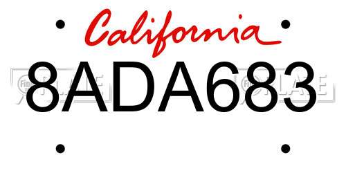 8ADA683 California License Plate