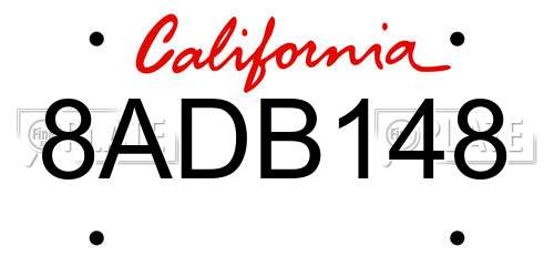 8ADB148 California License Plate
