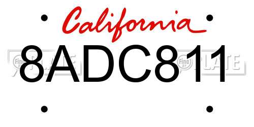 8ADC811 California License Plate