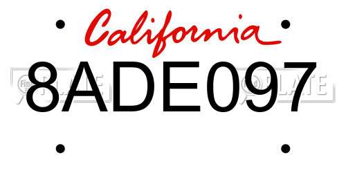 8ADE097 California License Plate