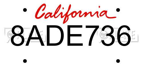 8ADE736 California License Plate
