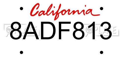 8ADF813 California License Plate
