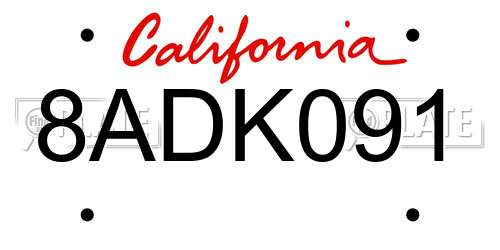 8ADK091 California License Plate