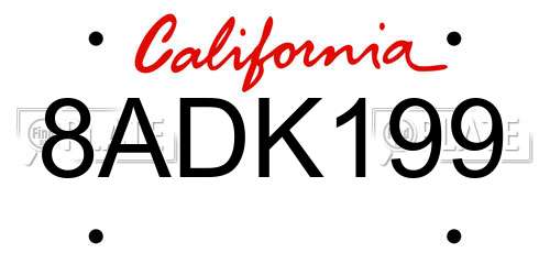8ADK199 California License Plate