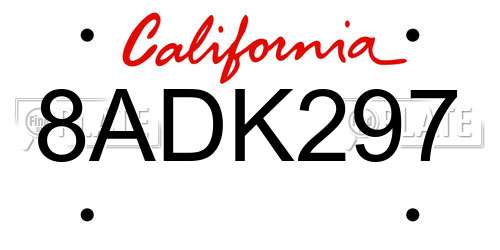 8ADK297 California License Plate