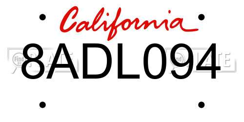 8ADL094 California License Plate