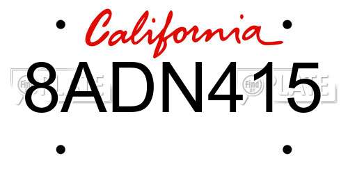 8ADN415 California License Plate