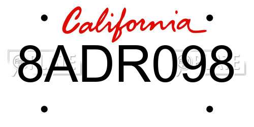 8ADR098 California License Plate