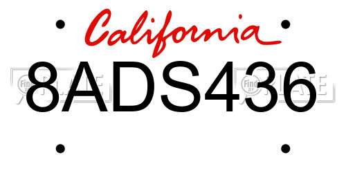8ADS436 California License Plate
