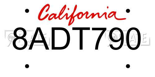 8ADT790 California License Plate