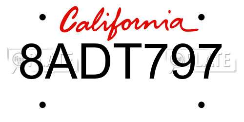 8ADT797 California License Plate