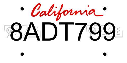 8ADT799 California License Plate