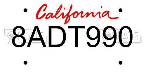 8ADT990 California License Plate
