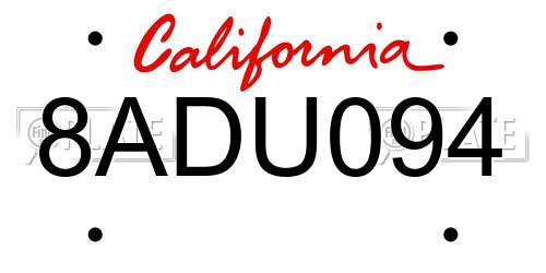 8ADU094 California License Plate