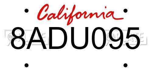 8ADU095 California License Plate