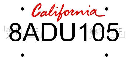 8ADU105 California License Plate