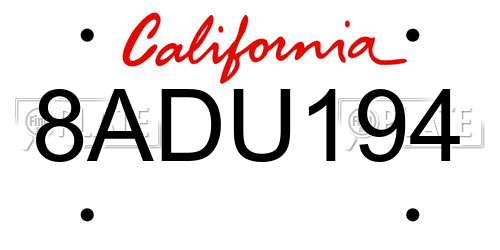 8ADU194 California License Plate