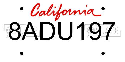 8ADU197 California License Plate