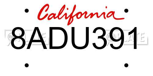 8ADU391 California License Plate