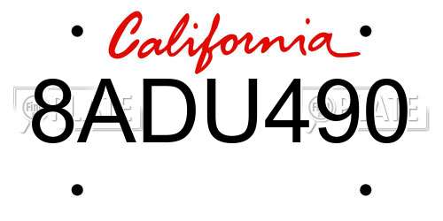 8ADU490 California License Plate