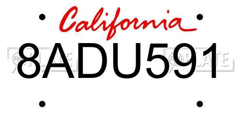 8ADU591 California License Plate